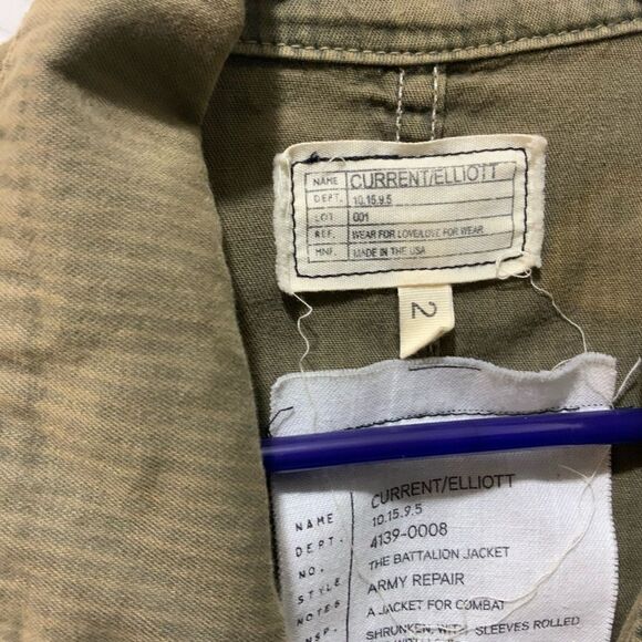 Current Elliott The Batallion Jacket army repair Green Distressed sz 2 - Picture 5 of 14
